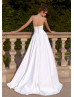 Strapless Ivory Satin Wedding Dress With Pockets